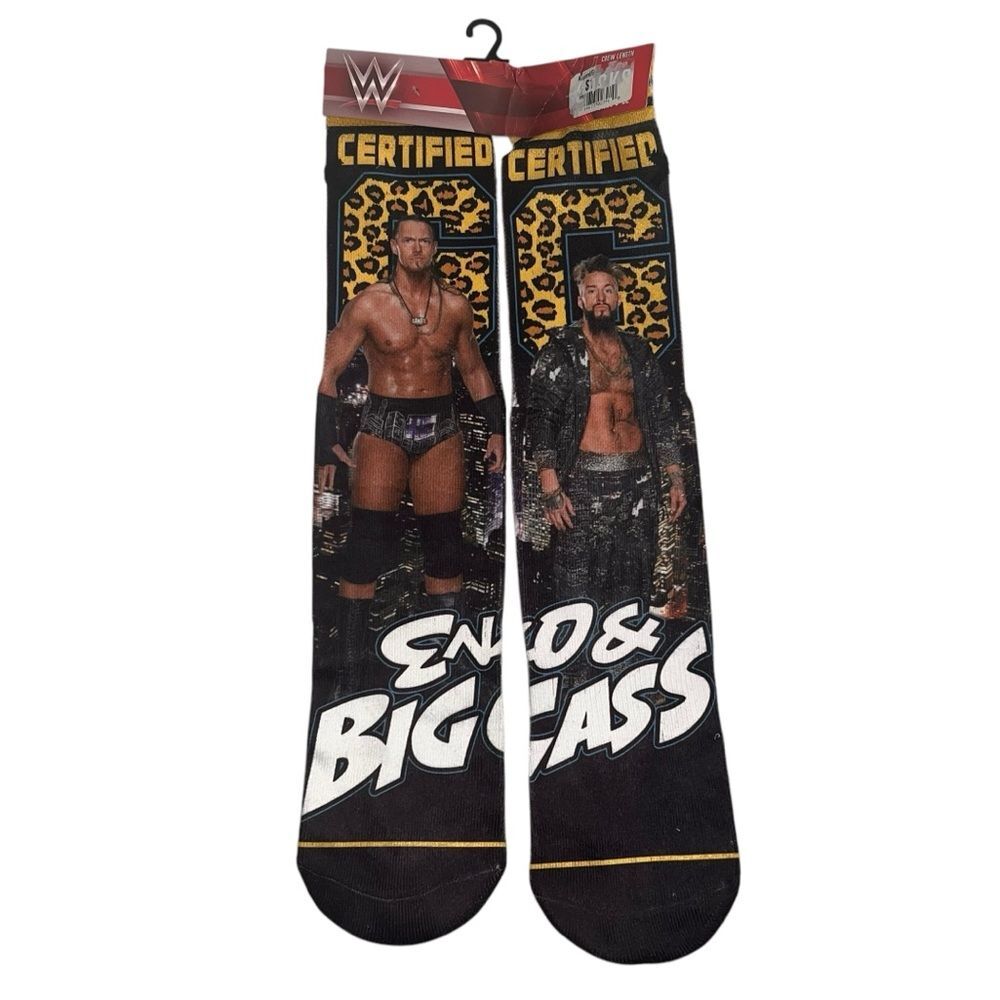 New WWE Enzo & Big Cass Black Socks Crew Length Professional Wrestling